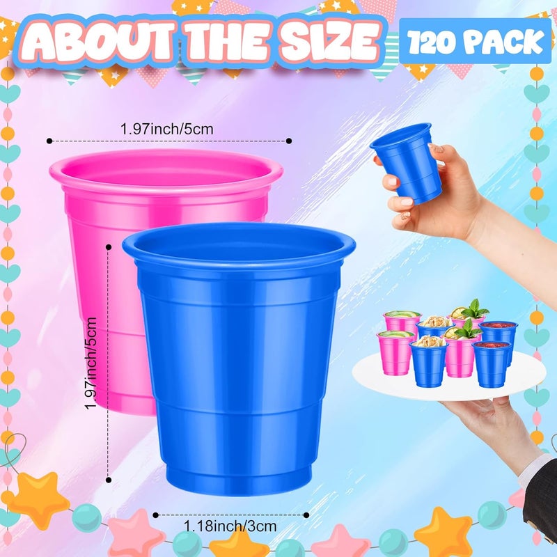 cssopenss 120 Pcs 2 oz Gender Reveal shot cups Blue And Pink Plastic shot Glasses gender reveal shot glasses for Drinking Tastings Served Snacks Jello Tastings and Samples - Image 2